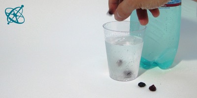 Ciensación experimento manos en la masa: Pasas de uva flotantes  ( química, catálisis, dióxido de carbono, ácido carbónico, equilibrio)